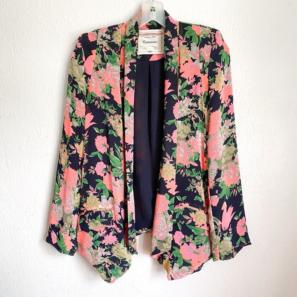 Cartonnier Anthropologie Floral Blazer Lined Women's Medium Lightweight